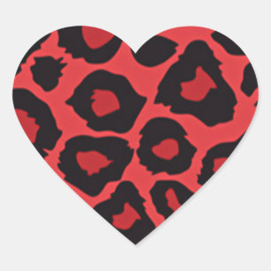 Adesivo Coração RAB Rockabilly Estampa de Leopardo Vermelho Preto