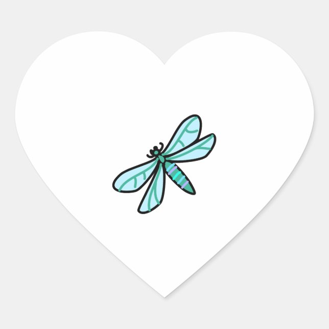 Adesivo Coração rabisco a Dragonfly (Frente)