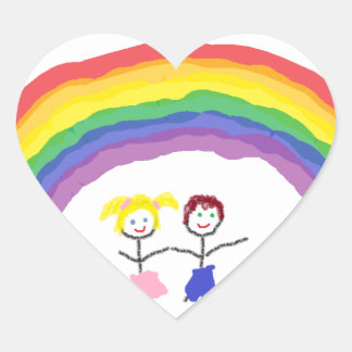 Adesivo Coração Rainbow Children