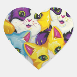 Adesivo Coração Rainbow Kitty Cat Personalizada Sticker Girls Hear