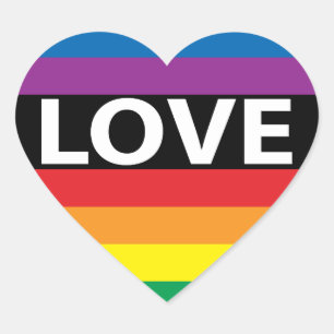 Adesivo Coração Rainbow Love Heart Stickers, LBGT