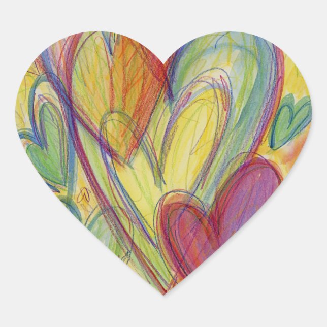 Adesivo Coração Rainbow Love Hearts Art Custom Decal Stickers (Frente)