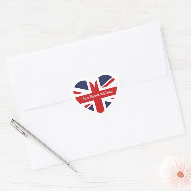 Adesivo Coração Rainha Elizabeth 70 Jubilee (Envelope)