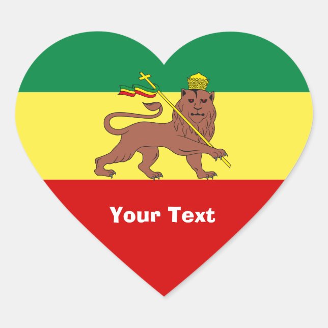 Adesivo Coração Rasta Reggae Leão de Judah (Frente)