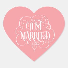 Adesivo Coração RECÉM-CASADOS Caligrafia Ornata Com Coração