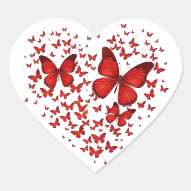 Adesivo Coração Red Butterfly Heart – A Symbol of Passion and Love (Frente)