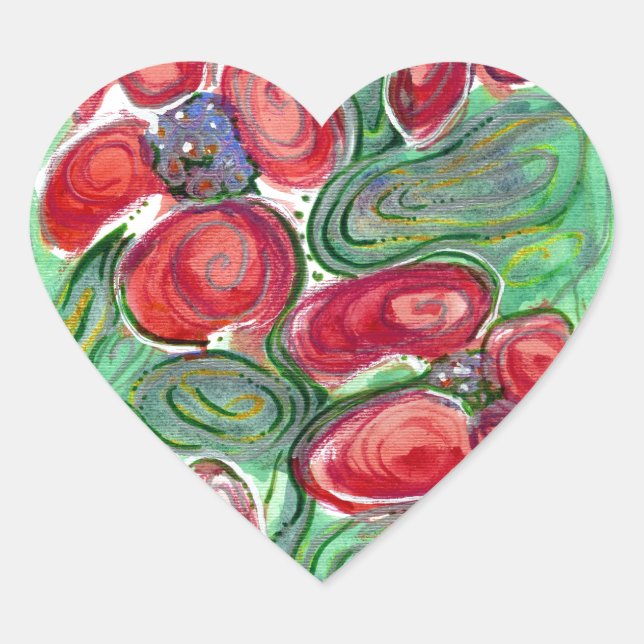 Adesivo Coração Red Flowers Fantasy (Frente)