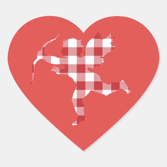 Adesivo Coração Red Gingham Cupid (Frente)