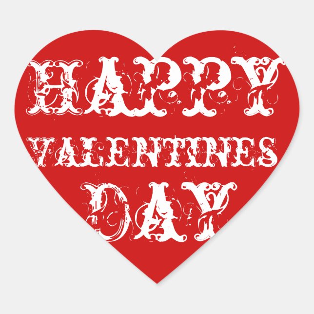 Adesivo Coração Red Happy Valentines Day Stickers (Frente)