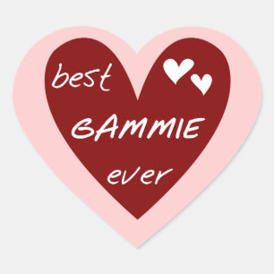 Adesivo Coração Red Heart Best Gammie Ever Camisetas e presentes