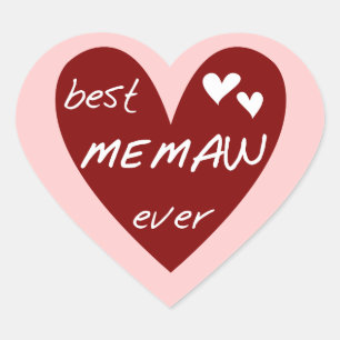Adesivo Coração Red Heart Best Memaw Ever Camisetas e presentes