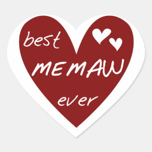 Adesivo Coração Red Heart Best Memaw Ever T-shirts e presentes