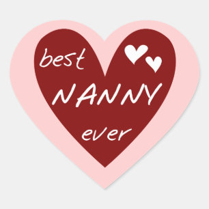Adesivo Coração Red Heart Best Nanny Ever T-shirts e presentes
