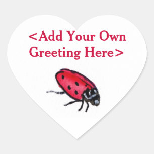 Adesivo Coração Red Lady Bug Insett Personalizado Art Decal Sticke