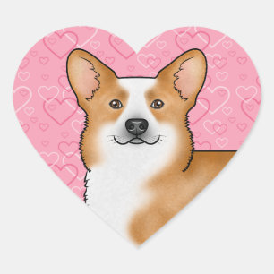 Adesivo Coração Red Pembroke Welsh Corgi Adorava Padrão Cardíaco R