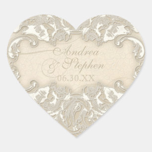 Adesivo Coração Redemoinho barroco gravura a água-forte do laço