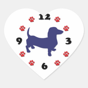 Adesivo Coração Relógio Dachshund Doxie