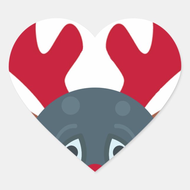 Adesivo Coração rena lua emoji de natal (Frente)