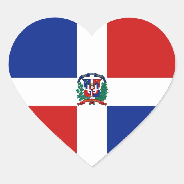 Adesivo Coração Rep. Dominicana Flag Heart Sticker (Frente)