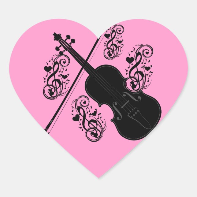 Adesivo Coração Reprodução de vamos, Violin_ (Frente)