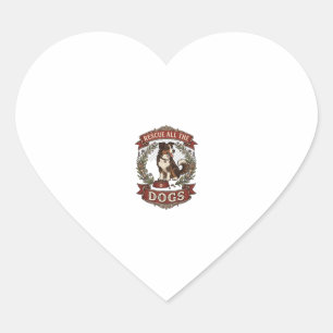 Adesivo Coração Resgate Todos os Cães Floral de Cão Coroa de Fita_