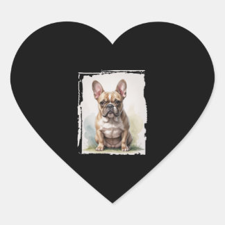 Adesivo Coração Retrato de Bulldog Francês