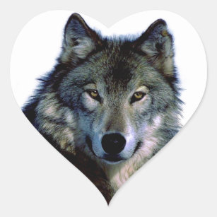 Adesivo Coração Retrato do lobo