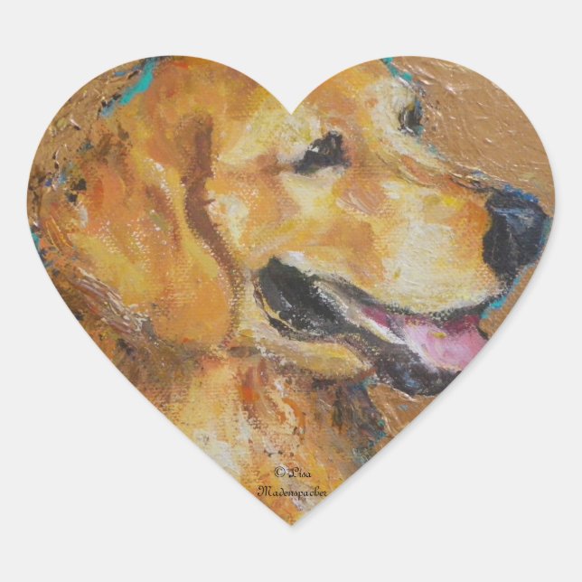 Adesivo Coração Retriever de ouro (Frente)