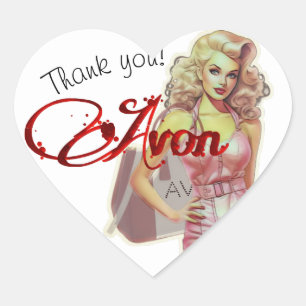 Adesivo Coração Retro Avon - Cartão de visita de Representante