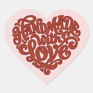 Adesivo Coração Retrô Groovy Feito à Mão Com Amor Pequeno Negócio