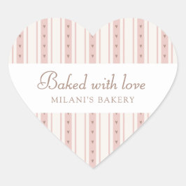 Adesivo Coração Retro Pink And Brown Heart Stripes Bakery