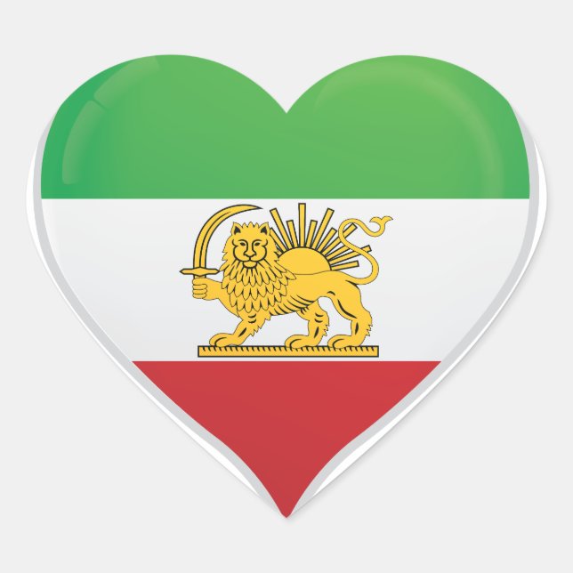 Adesivo Coração Revolução Iraniana ama orgulho de bandeira (Frente)