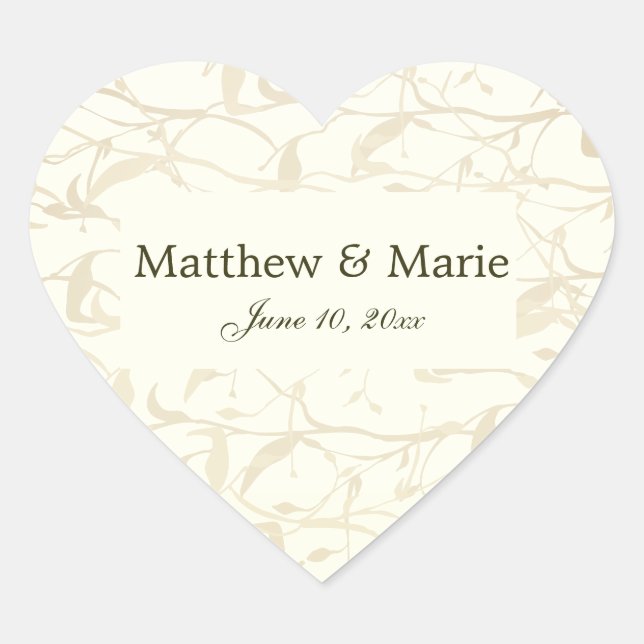 Adesivo Coração Rico Foliage Wedding (Frente)