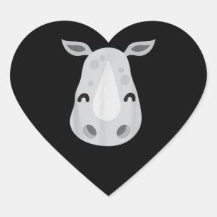 Adesivo Coração Rinoceronte Bonito Rosto De Rinoceronte Magra Figu