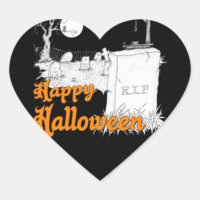 Adesivo Coração RIP de Halloween (Frente)