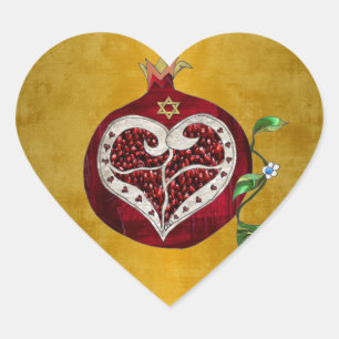 Adesivo Coração Romã Judaica Coração Hanukkah Rosh Hashanah