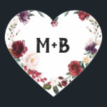 Adesivo Coração Romântico Aquarela Rosa Floral Vermelho Borgonha<br><div class="desc">Elegante e moderno selo de envelope de convite de casamento romântico com aquarela floral apresenta um buquê de rosas aquarela burgundy / marsala, rosa desmaiado, roxo, pêssego com folhagem combinando. Perfeito para um casamento de outono / verão. Encontre mais designs e variações correspondentes na minha loja "blissweddingpaperie". E sinta-se à...</div>