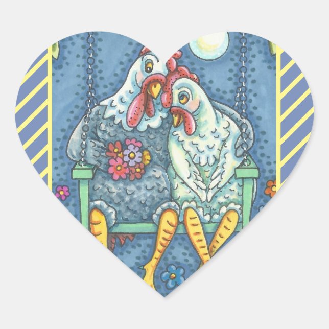 ADESIVO CORAÇÃO ROOSTER & HEN AMADORES, INFELIZMENTE INFELIZES FOL (Frente)