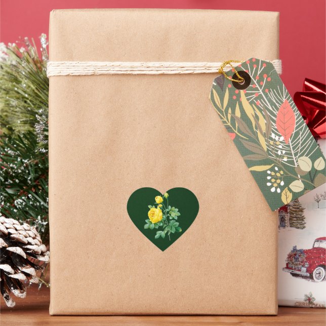 Adesivo Coração Rosa Amarela e Rosebuds (Feriado)