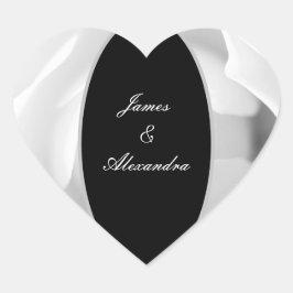 Adesivo Coração Rosa Branca Personalizável | Design Floral Elegant