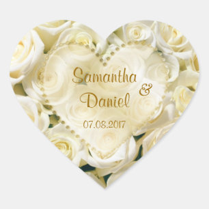 Adesivo Coração Rosa branco Elegante