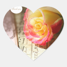 Adesivo Coração Rosa com o lugar e o obrigado de música
