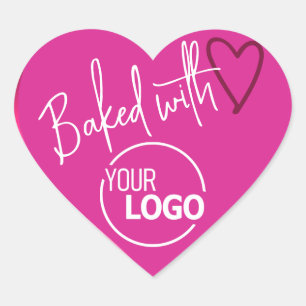 Adesivo Coração Rosa cozido com Modelo do logotipo homemade Baking