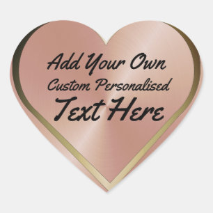 Adesivo Coração Rosa de Design personalizado Dourado