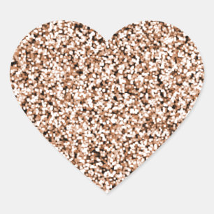 Adesivo Coração Rosa Dourado Faux Glitter