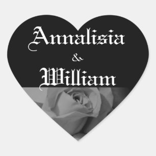 Adesivo Coração "Rosa em preto e branco" (1)