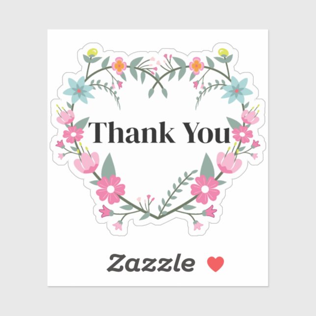 Adesivo Coração Rosa Floral (Folha)