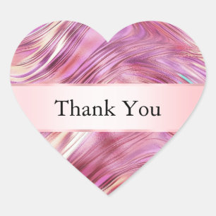 Adesivo Coração Rosa Pérola Feminino Rosa Dourado Glam Agradecimen