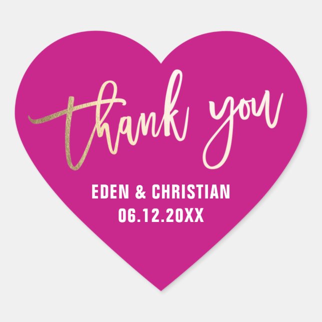 Adesivo Coração Rosa Personalizado e Dourado (Frente)