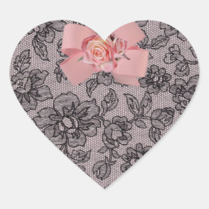 Adesivo Coração Rosa preto